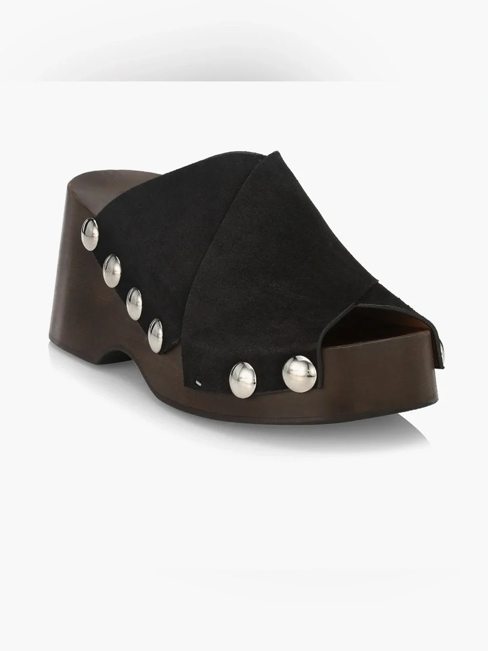 Ganni Black Suede Platform Clog Sandals, 40